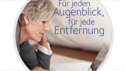 Frau schaut auf einen Laptop Schrift auf dem Bild: Für jeden Augenblick, für jede Entfernung Kurs Multifokale Kontaktlinsen zielgerichtet anbieten CooperVision